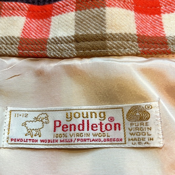 EUC VTG Young Pendleton Wool orange plaid button up maxi skirt Sz 11/12 - Picture 10 of 12